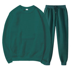 Men's and Women's Matching Solid Color Set Casual Autumn/Winter Round Neck Set