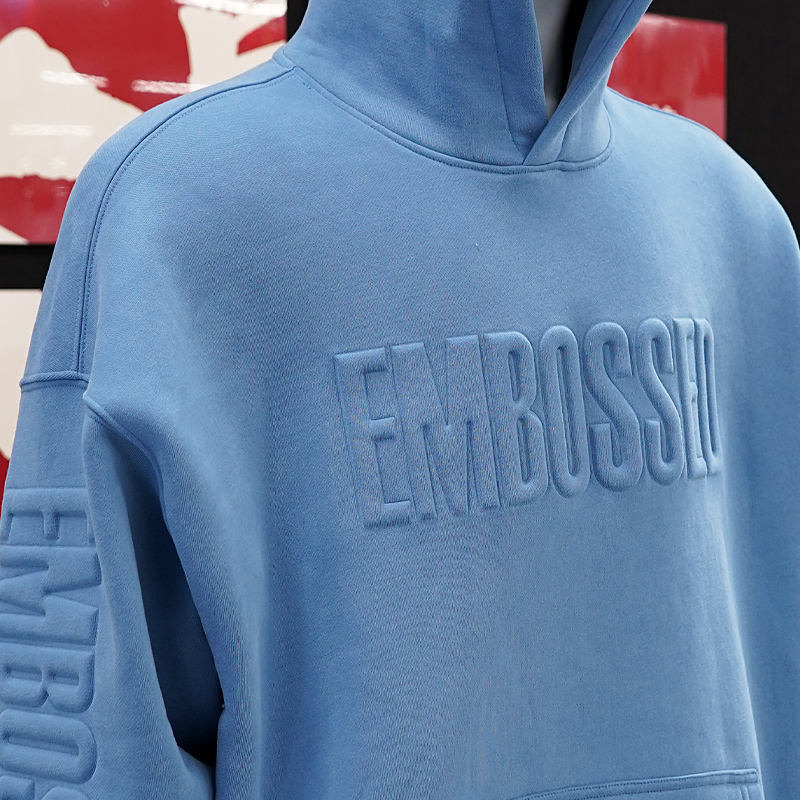 Wholesale Unisex Heavyweight Fleece Oversized 3D Embossed Hoodie with Custom Logo