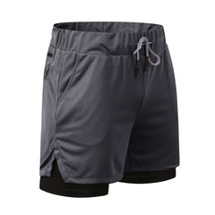2 in 1 Quick Dry Compression Mesh Liner Running Athletic Gym Sport Men's Workout Shorts