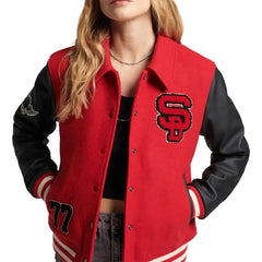 Letterman Jacket Blue Cashmere Wool Body & Pink Real Leather Sleeves Black Varsity Jacket