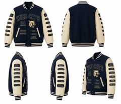 Street Style Printed Breathable Woven Stand Collar Winter Women Varsity Jacket
