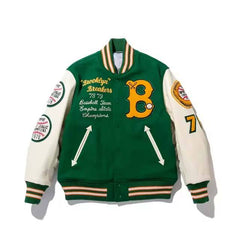 Varsity Jacket High Quality Drop Shoulder Style With Leather Sleeves For Men And Women