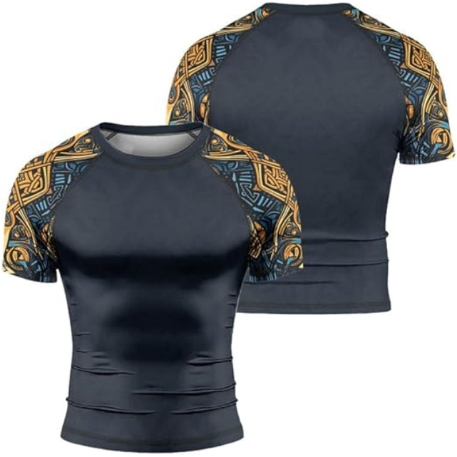 Best quality Custom Short Sleeve MMA BJJ Rash Guard for Men Compression Fit Quick Dry