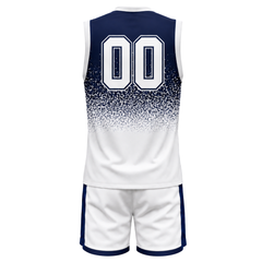 Navy Blue White Volleyball Uniform Sleeveless Sublimated Professional Team Wear