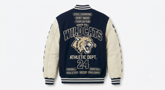 Street Style Printed Breathable Woven Stand Collar Winter Women Varsity Jacket