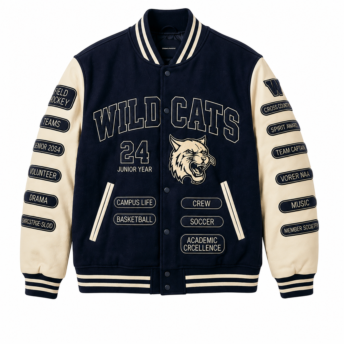 Street Style Printed Breathable Woven Stand Collar Winter Women Varsity Jacket