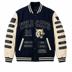 Street Style Printed Breathable Woven Stand Collar Winter Women Varsity Jacket