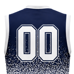 Navy Blue White Volleyball Uniform Sleeveless Sublimated Professional Team Wear
