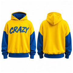 Men's Yellow Blue Color Block Hooded Sweatshirt Regular Fit Casual