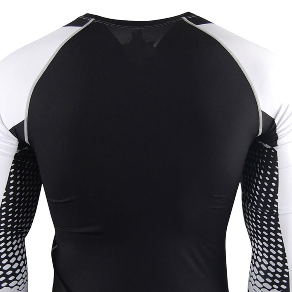 2026 Men's Full Sleeve Rash Guard Black White Sublimation Print