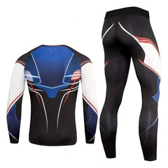 Plus Size Solid Color Fitness Compression Set Men Front Logo Active Wear