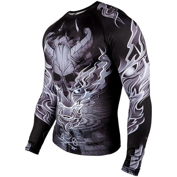 Men Long Sleeve Rash Guard Full Print Sublimation Compression