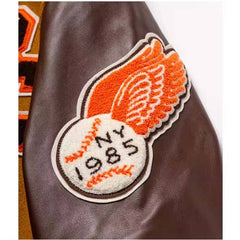 Varsity Jacket High Quality Drop Shoulder Style With Leather Sleeves For Men And Women