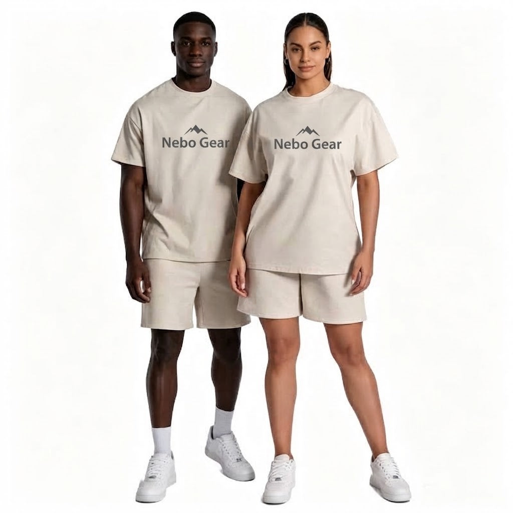 Men's Sportswear Short Sleeve t Shirt Set 100% Cotton Two Piece Casual Women Shorts Set