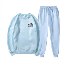 Men's and Women's Matching Solid Color Set Casual Autumn/Winter Round Neck Set