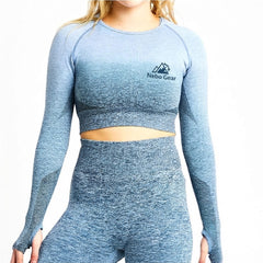 Women's Active Wear Comfortable Seamless Gym Fitness Long Sleeve Crop Top