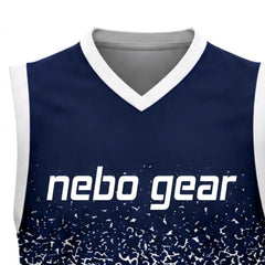 Navy Blue White Volleyball Uniform Sleeveless Sublimated Professional Team Wear