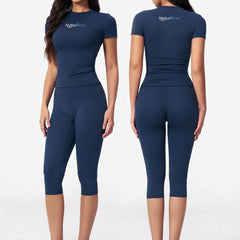 Capris Pants Sets Solid Summer Women's 2 Pieces Set Outdoor Gym Fitness Activewear